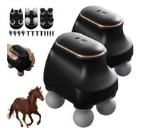 Chevaroo 4 Heads Massager, 2025 New Chevaroo Horse Massager - 5 Adjustable Levels & 12 Interchangeable Heads for Customized Massage, Portable USB Charging Massagers (2*Black)