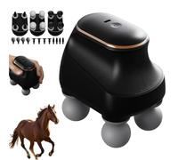 Chevaroo 4 Heads Massager, 2025 New Chevaroo Horse Massager - 5 Adjustable Levels & 12 Interchangeable Heads for Customized Massage, Portable USB Charging Massagers (Black)
