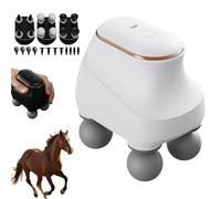 Chevaroo 4 Heads Massager, 2025 New Chevaroo Horse Massager - 5 Adjustable Levels & 12 Interchangeable Heads for Customized Massage, Portable USB Charging Massagers (White)
