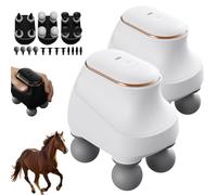 Chevaroo 4 Heads Massager, 2025 New Chevaroo Horse Massager - 5 Adjustable Levels & 12 Interchangeable Heads for Customized Massage, Portable USB Charging Massagers (2*White)