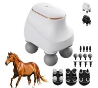 Chevaroo 4 Heads Massager, Chevaroo Horse Massager - 12 Adjustable Levels & Interchangeable Heads, Portable USB Charging, Perfect for You and Your Horse (White)