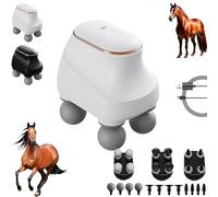 Chevaroo 4 Heads Massager, Chevaroo Horse Massager - 5 Adjustable Levels, 12 Interchangeable Heads for Customized Massage, 2026 New 4 Head Massage Tool, USB Rechargeable for Your Horse (black)