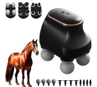 Chevaroo 4 Heads Massager, Horse - 12 Adjustable Levels & Interchangeable for Customized Massage,Portable USB Charging Chevaroo Massager, Perfect for You and Your Horse (Black)