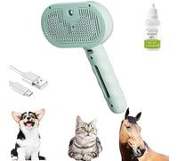 Chevaroo Brosse à vapeur pour cheval 3 en 1 auto-nettoyante pour animaux domestiques - Brosse à vapeur Chevaroo 2E Génération - Tête en poils en silicone rotative à 360° - Vert