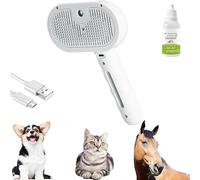 Chevaroo Brosse à vapeur pour cheval 3 en 1 auto-nettoyante pour animaux domestiques - Brosse à vapeur Chevaroo 2E Génération - Tête en poils en silicone rotative à 360° - Blanc