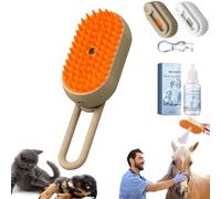 Chevaroo Horse Steam Brush, Chevaroo 3-in-1 Self-Cleaning Steam Pet Brush for Shedding, Silicone Bristle Head 360° Rotating Pet Steam Brush, Rechargeable Steam Grooming Brush (Light Coffee)