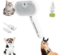 Chevaroo Horse Steam Brush - Chevaroo 3 in 1 Self-Cleaning Steam Pet Brush for Shedding, Silicone Bristle Head 360° Rotating Pet Steam Brush, Pet Hair Removal and Grooming Tool (White)