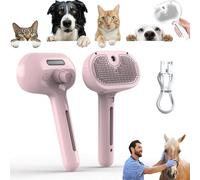 Chevaroo Horse Steam Brush, Chevaroo Steam Brush 2E Generation, 3-in-1 Self-Cleaning Steam Pet Brush for Shedding, Silicone Bristle Head 360° Rotating Pet Steam Brush (Pink)