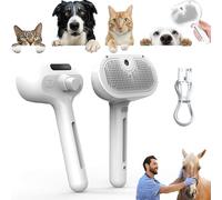 Chevaroo Horse Steam Brush, Chevaroo Steam Brush 2E Generation, 3-in-1 Self-Cleaning Steam Pet Brush for Shedding, Silicone Bristle Head 360° Rotating Pet Steam Brush (White)