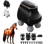 Chevaroo Masseur à 4 têtes, massage chevaroo, percussion des tissus profonds avec 12 niveaux réglables et têtes interchangeables, portable rechargeable par USB pour cavaliers et chevaux (noir)