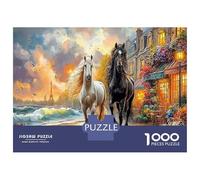 Chevaux à Paris 1000 Pièce Coucher de soleils Papier Écologique Puzzle Premium pour Adultes Décompression du Jeu Éduchatif Décoration Murale Cadeaux Le 70x50cm/1000pcs