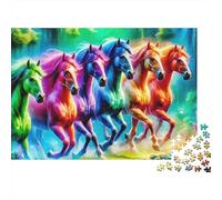 Chevaux Arc-en-Ciel Gallop Puzzle 1000 Pièces Educa Jouet Cadeau Unique Décoration Intérieure Animaux Jeu Éducatif Challenge Toy Adultes & Enfants des 14 Ans 38x26cm/1000pcs