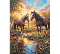 Chevaux au coucher du soleil 300 Pièces Puzzle Expert Confirmé En Carton Épais Sans Déformation Animal sauvage et animal de compagnie Très Difficile Motif Complexe Cadeau Fête Des Pères Premium 300 PC