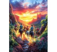 Chevaux au Galop dans Le désert au Coucher de Soleil 500 Pièces Puzzle Débutant en Carton Anti-Déchirure Mythes fantastiques Cuento De Hadas Facile Apprentissage Anti-Stress Passe-Temps Cadeau