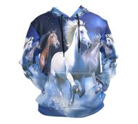 Chevaux Blancs en Cours D'exéCution Oeuvre Sweat à Capuche Vêtements de Sport 3D Imprimer Sweat-Shirt pour Filles Garçons Hommes