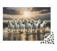 Chevaux Blancs Galop Puzzle 1000 Éléments Famille Activity À La Maison Jeu De Société Stimulation Cérébrale sans Danger Carton Rigide 70x50cm/1000pcs