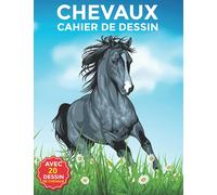 Chevaux cahier de dessin: Carnet de croquis Cheval pour dessin, peinture, aquarelle, création , 90 pages à remplir. Avec 20 dessin de chevaux à colorier . Chevaux livre de coloriage
