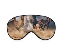 Chevaux dans le désert tempête de sable masque de sommeil couverture de nuit pour les yeux pour femmes hommes BlockLight pour avion voyage sieste sangle réglable