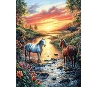 Chevaux dans Le ruisseau de Montagne 1000 Pièces Puzzle Créatif en Carton Anti-Déchirure Mythes Animal Plante Difficulté Moyenne Activité Manuelle Loisir Créatif Cadeau Fête des Mères Premium 100