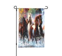 Chevaux des Indiens d'Amérique,Drapeau de jardin décoratif double face pour intérieur et extérieur, 30 x 45 cm