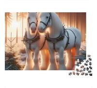 Chevaux d'hiver Puzzle 1000 Pièces - Carte D’Europe Puzzle, Concentration & Déco Murale, Pièces Robustes, 52x38cm/1000pcs