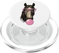 Chevaux drôles Portant des Lunettes et soufflant du Chewing-Gum Rose PopSockets PopGrip pour MagSafe