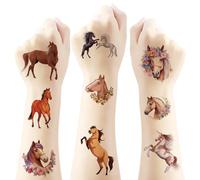 Chevaux et filles - Cadeau pour enfants - 8 feuilles de tatouages pour filles et garçons - Accessoires de chevaux - Convient pour les enfants de tous âges - Jouet pour chevaux - Autocollants