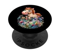 Chevaux Fille Cheval Été Fleurs Enfant Femme Garçon PopSockets PopGrip Adhésif