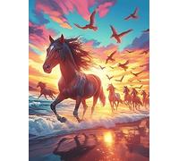 Chevaux galopant au Coucher du Soleil Puzzles 1000 Pièces pour Adultes Educa Jeu De RéflexionChallenge Créatif Détente Décoration Intérieure Cadeau 1000 PCS