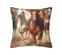 Chevaux Indiens amérindiens, Housse de Coussin, taie d'oreiller décorative en Velours côtelé pour canapé de Chambre à Coucher, 45 CM