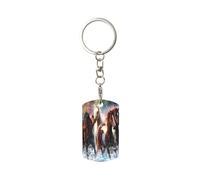 Chevaux indiens amérindiens, Porte-clés rectangulaire en métal, Porte-clés en métal Porte-clés Porte-clés Organisateur de porte-anneau 1 pièce