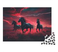 Chevaux Noirs Courants Puzzle 1000 Pièces pour Adultes 52x38cm/1000pcs