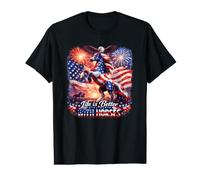 Chevaux Patriotique Poney Drapeau des États-Unis Wild in Flight Eagle T-Shirt Graphique avec Valeur