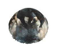 Chevaux qui courent dans la rivière Bonnet de douche double couche pour femme, réutilisable, design de grande taille adapté à toutes les longueurs de cheveux, adapté pour les filles, spa et salon à