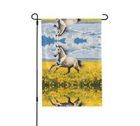 Chevaux Running Art Drapeau de jardin double face 71,1 x 101,6 cm (léger) - Impression intégrale vibrante pour cour, jardin, terrasse ou porche