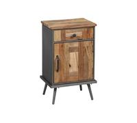 Chevet 1 Porte 1 Tiroir Acier et Bois Massif - LEONARD -