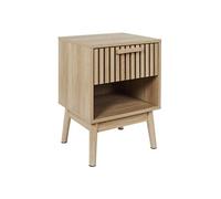 Chevet 1 Tiroir 1 Niche Effet Bois avec Tasseaux - PAJAN -