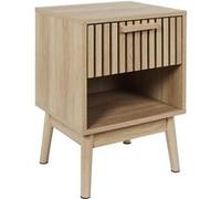 PAJAN - Chevet 1 Tiroir 1 Niche Effet Bois avec Tasseaux - Altobuy Marron G