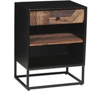 Chevet 1 Tiroir 2 Niches en Métal Noir et Bois Recyclé - JORDAN - ALTOBUY Noir G