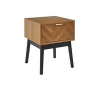 Chevet 1 Tiroir Aspect Bois Décor Chevrons Piétement Noir - SIXTYS -