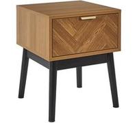 Chevet 1 Tiroir Aspect Bois Décor Chevrons Piétement Noir - SIXTYS - ALTOBUY Marron G