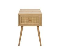 MAYA - Chevet 1 Tiroir Effet Bois et Façade Rotin - Altobuy Marron G