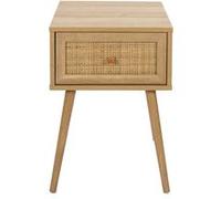 MAYA - Chevet 1 Tiroir Effet Bois et Façade Rotin - Altobuy Marron G