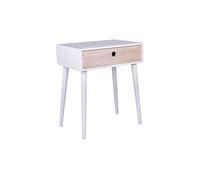 Chevet 1 Tiroir Paulownia Blanc et Naturel - PAPAY -