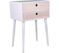 Chevet 2 tiroirs 45x32x65,5 cm en bois blanc et naturel - CLIMEA Bois