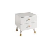 Chevet 2 Tiroirs Blanc et Gold - TINY WHITE -