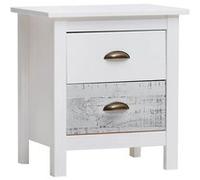 Chevet 2 Tiroirs Bois Aspect Vieilli Blanc et Grisé - ROSALIA - ALTOBUY Blanc G
