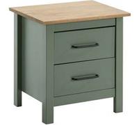 TINA - Chevet 2 Tiroirs Bois Ciré et Vert - Altobuy Vert
