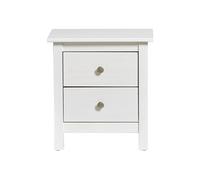 Chevet 2 Tiroirs Bois Massif Coloris Blanc - FRED -