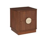 Atmosphera Table de chevet Wany 2 tiroirs effet noyer 45 x 40 cm Marron
